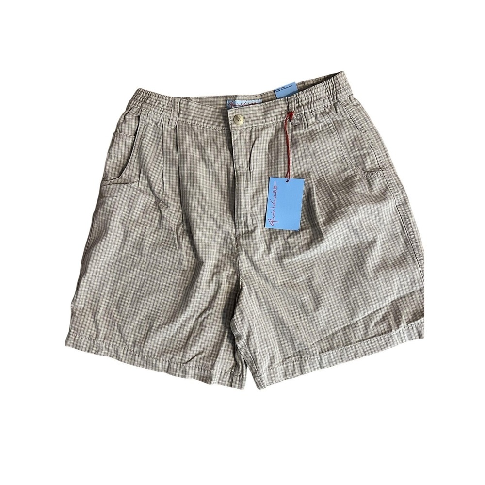 NWT Gloria Vanderbilt Shorts Womens 16P Tan Plaid 90s Y2K Indie Mom Grandpa Core